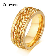 ZORCVENS Gold Color 316L Stainless Steel Ring for Men with Rotatable chain High Polished Accessory Gift 2024 - buy cheap