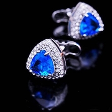New Design Factory Price Retail Men's Cufflinks Copper Material Blue Crystal Crystal Design Cuff Links Free Shipping 2024 - buy cheap