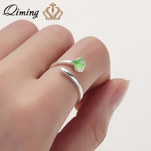 QIMING Green Red Ginkgo Leaf Rings For Women Female Fashion Jewelry Leaf Adjustable fashion Boho Rings Accessories Gift 2024 - buy cheap