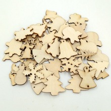 50pcs Christmas Wood Chip Tree Ornaments Xmas Hanging Pendant Party Wedding Birthday Decoration Board Game Arts Crafts Gifts 2024 - buy cheap