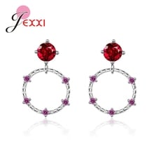 925 100% Sterling Silver Cubic Zirconia Classic Circle Design Drop Earrings For Women Girls Great Anniversary Choices Gift 2024 - buy cheap