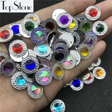 100 piezas 14mm AB cristal Superior Taiwán redondo acrílico Cristal Diamantes de imitación cuentas plano trasero costura botones coser en 2 agujero 2024 - compra barato