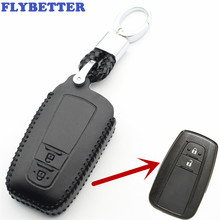 FLYBETTER Genuine Leather KeyChain 2Button Smart Key Case Cover For Toyota CHR/C-HR/2017 Prius Car Styling L239 2024 - buy cheap