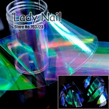 2016 New Nail Cut Off Piece Sticker Holographic Film Not Transfer Foil DIY Nails Tool Decorations Shiny Color Green Purple YC461 2024 - buy cheap
