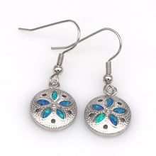 RH0106-pendientes colgantes de flores para mujer, Pendientes colgantes de flor de ópalo azul, joyería para mujer 2024 - compra barato