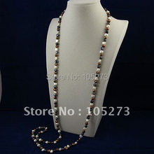 Collar de perlas largas de 48 pulgadas, color blanco, marrón, negro, Perla de agua dulce auténtica, 7-8mm, 3 uds. Por lote, gran oferta, A1737 2024 - compra barato