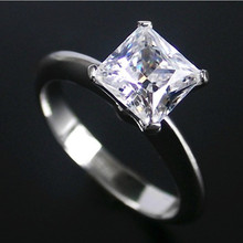 Solid au750 18k anel de ouro branco 1ct princesa corte teste positivo moissanite anel de demonstração jóias presente para swatheat 2024 - compre barato