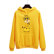 Winter Lady Pullover Yellow Thick Loose Pullover Clothes Cute Animal Giraffe Girl Print Harajuku Hoodies Women's Sportswear Tops 2024 - buy cheap