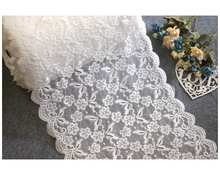1 yards/lot white 40cm width Nylon Elastic Lace Trim For DIY Clothing Accessories Sewing Applique French Wedding Net Lace Fabric 2024 - buy cheap