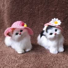 Handmade Simulation Cats With Hat Animal Home Decoration Plush Simulation Cats Children Gift Artificial Cat 2024 - buy cheap