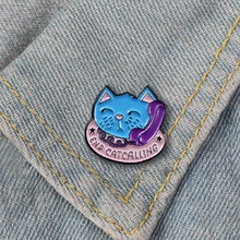 XEDZ blue cute cat metal enamel pin animal 90s landline creative fun badge jewelry accessories backpack shirt brooch 2024 - buy cheap