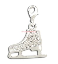 New Arrival  30pcs silver color zinc studded with sparkling crystals Three-dimensional Ice Skates Crystal Pendant 2024 - buy cheap