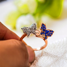 Anillo de mariposa pequeño bohemio para mujer, anillo de Animal de oro rosa, anillos de compromiso bonitos para mujer, banda de boda Vintage 2024 - compra barato