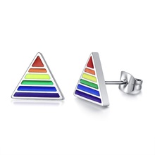 LGBT Rainbow Men Stainless Steel Triangle Pentagram Ear Studs Earrings Rainbow Gay Pride  Men Earings fashion 2019 Men Jewelry 2024 - buy cheap