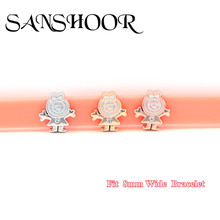 SANSHOOR Jewelry Lovely Little Girls Slide Charms fit 8mm Wide Mesh Leather Wrap Bracelet Wristband for kids/girls 2024 - buy cheap