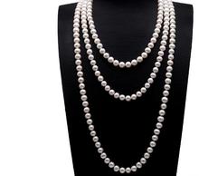 80'' 200cm Women Jewelry natural pearl 10mm white pearl long necklace AAA Natural freshwater pearl handmade gift 2024 - buy cheap