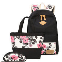3pcs/Set Backpack Women Casual Floral Printing Backpack Canvas Bookbags School Backpacks Bags for Teenage girls Bagpack Backbag 2024 - buy cheap