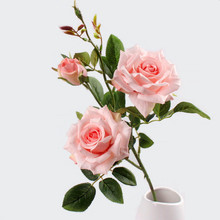 JAROWN-Rosas artificiales de 3 cabezas, flores y plantas artificiales de seda decorativas para boda, fiesta en casa, Accor de decoración 2024 - compra barato