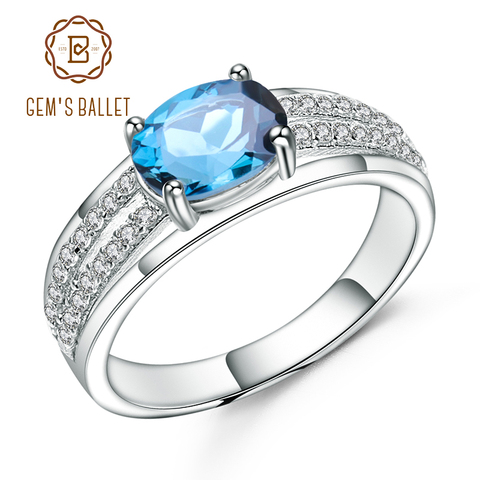 Женское кольцо из серебра пробы, с овальным натуральным лондонским голубым топазом 2022 - купить недорого
