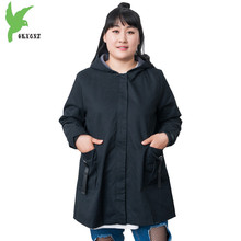 Trench coat feminino com capuz, plus size, primavera outono, 60-2020 kg, pode usar, tamanho grande, trench coat feminino, okxgnz 100 2024 - compre barato