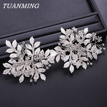 Bridal Rhinestone Headband For Wedding Silver Color Leaf Headbands Bride's Tiaras Rhinestone Hairbands Wedding Hair Accessories 2024 - buy cheap