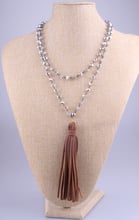 Модная подвеска с бусинами из кристаллов ручной работы, длинное ожерелье с кисточками для женщин, украшения 2024 - купить недорого