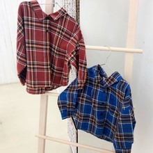 2, 3, 4, 5, 6 años los niños camisas casuales de moda coreano a cuadros de manga larga Tops Fpr de las muchachas niños de la ropa de los niños, camisas de niño niñas abrigo 2024 - compra barato
