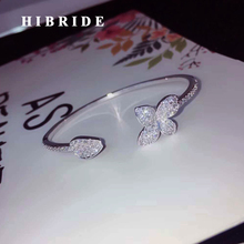 HIBRIDE-Pulseras con forma de hoja pequeña para mujer, brazaletes femeninos de Color dorado y blanco, B-135 2024 - compra barato