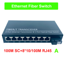 10/100M Single Fiber single fiber 1310nm Aside 8*RJ45 port fiber switch 20KM fiber optic transceiver media converter  A side 2024 - buy cheap