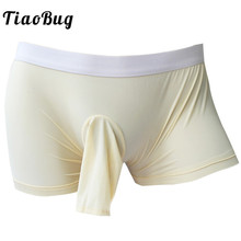 TiaoBug Hot Sexy Lingerie Sex Men Boxer Shorts Stretchy Soft Gay Underwear with Open Penis Sheath Pouch Male Comfortable Panties 2024 - buy cheap