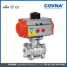 DN50 2" thread 3 pieces 2 way stainless steel PTFE sealing ball valve with actuator 2024 - buy cheap