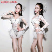 Nightclub Bar DJ Female Singer DS Stage Wear White Lace Perspective Sexy High Split Photography Costume Pole Jazz Dancewear Suit 2024 - buy cheap