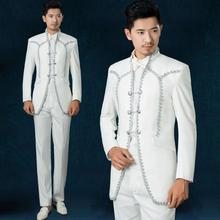 ¡Novedad de 2020! Traje blanco de corte europeo para hombre, trajes de hombre, traje de chaqueta para hombre, traje de marca, pantalón y corbata 2024 - compra barato