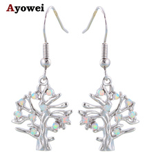 Creative Design popular style light white tree Green Fire Opal stamp Silver Dangle Earrings Fashion Jewelry Opal Jewelry OE266A 2024 - buy cheap