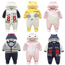 2018 novo bebê macacão inverno grosso quente do bebê meninos meninas roupas de manga longa com capuz macacão crianças recém-nascidos outwear para 0-12m 2024 - compre barato