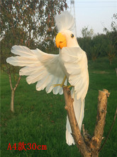 simulation bird foam& feathers white parrot hello" pose cockatoo large 30x40cm,pastoral craft prop,garden decoration gift p0444 2024 - buy cheap