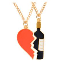 Collar con colgante de corazón y vino, joyería para pareja, mejores amigos, novia, novio, regalos de aniversario, 2 piezas 2024 - compra barato