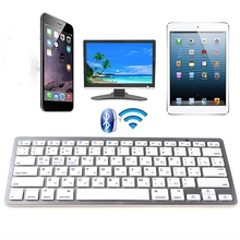 Mini teclado sem fio para pc e windows, teclado slim, bluetooth 3.0, sem fio, russo 2024 - compre barato