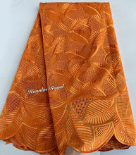 5 yards plain Orange Soft Genuine Swiss Lace High Quality African Eyelet Embroidery Voile Lace Fabric with stones 2024 - buy cheap