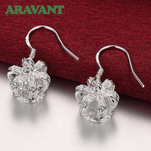 925 Silver Crown Crystal Drop Earring For Women Engagement Jewelry 2024 - buy cheap