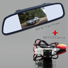 Monitor de espejo retrovisor HD de 4,3 pulgadas para coche, cámara de visión trasera de 170 grados, gran angular, a prueba de golpes, para Ford Focus hatchback/Mondeo/Fiesta 2024 - compra barato