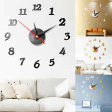 Relógio de parede 3d estilo europeu, relógio grande, digital, uso doméstico, simples, espelhado acrílico, acessórios de relógio diy 2024 - compre barato
