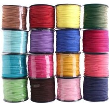Cuerda plana Multicolor de ante de imitación, cuero de terciopelo coreano, 100M, 3mm x 1,5mm, cuerda para bricolaje, pulsera, collar, cristal, envío gratis 2024 - compra barato