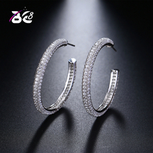 Be 8 Brand 2018 Hot Sale Big Round Hoop Earrings Paved with AAA+ Cubic Zirconia for Wedding Party Jewelry E473 2024 - buy cheap