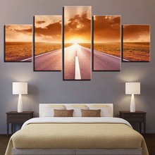 Lienzos modulares con impresiones, pintura HD, decoración del hogar, 5 piezas, arte de pared, campo, paisaje, vial para cuadros de salón, cartel de ilustraciones 2024 - compra barato