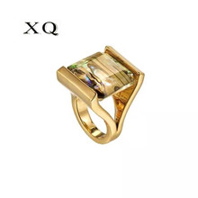 XQ-anillo cuadrado geométrico para mujer, joyería de color negro, estilo europeo, estilo rock 2024 - compra barato