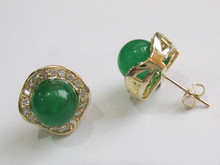 Brincos femininos nobre 8mm, joias para presente, pedra verde 2024 - compre barato