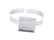 1 PCS Silver Plate 25x25mm Blank Cabochon Settings Bangle Bracelet #24935 2024 - buy cheap