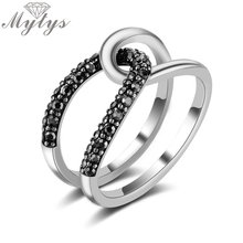 Mytys-Anillo de apilamiento de doble capa para mujer, accesorio de moda simple, Retro, antiguo, R2132 2024 - compra barato