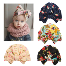 Baby Hats Newborn Girl Hat Children Cap Girls Boys Baby Girl Hats Floral Infant Turban Big Bow Hat Flower Print Beanie Cap 0-3Y 2024 - buy cheap